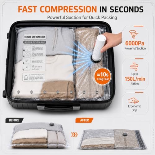 15 Pack Vacuum Storage Bags for Travel with Electric Travel Vacuum Pump - Image 5