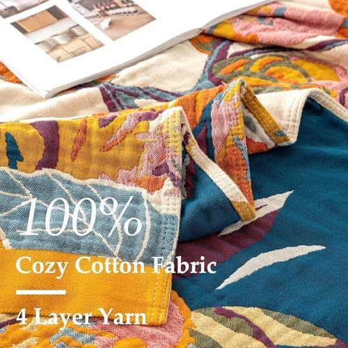 LUTBM King Throw Blanket for Bed -100% Cotton Soft Boho Fall Blankets - Image 6
