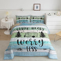 Erosebridal RV King Comforter Set for Camper Bedding Set,Happy Camping Comforter Set Green Blue Camping Quilts Bed Set RV Decorations for Inside Camper Farmhouse Country Decor 3Pcs by Erosebridal