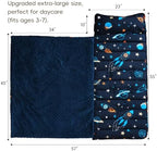 david's kids Minky Toddler Nap Mat with Removable Pillow and Minky Fleece Blanket, 55"x23",Soft Slumber Bags for Boys, Perfect for Preschool, Daycare, Kids Sleeping Bags with Rollup Design, Space - Image 4