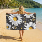 Beach Towel Bag 2 in 1 Daisy Flower Bath Pool Towels Backpack Bee Love Heart Absorbent Beach Towel Soft Quick Dry Lightweight Packable Towels Drawstring Bag for Travel Camping Sports Yoga Gym Picnic - Image 4