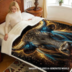 Bull Sherpa Blanket Power Animal Print Throw Blanket for Men Soft Warm Cozy 50x60 Inches Neon Wealth Energy Design Office Bedroom Decor Motivational Gift for Birthday Housewarming Anniversary - Image 3