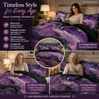 CCoutueChen Black Purple Marble Comforter Set Full Size, Modern Style - Image 6