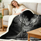 Stag Blanket Rustic Lodge Sherpa Throw for Couch, Masculine Deer Design for Cabin Decor, 50x60 Inches Soft Fuzzy Cozy Animal Black Blanket for Men Living Room - Image 2
