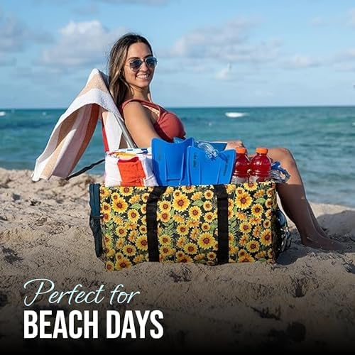 Extra Large Utility Tote Bag - Oversized Collapsible Beach Bag - Sunflower - Image 2