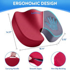 CushZone Memory Foam Seat Cushion for Office Hair, Car & Wheelchair, Red - Image 4