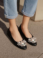 KUNWFNIX Women Ballet Flats Rhinestone Wedding Ballerina Shoes Foldable Sparkly Comfort Slip on Flat Shoes - Image 2