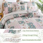 VAPUTAR Queen Size Quilt Set - Reversible Floral Queen Size Bedspreads - Image 3