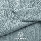 Love's cabin King Size Quilts Bedspreads, 7 Pieces Bed in a Bag, Spa-Blue - Image 7