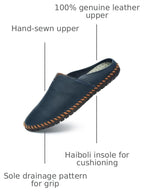 Men’s Slip-On Loafers Mules Clog Handmade Leather Slippers Hand Stitched no-Heel Casual Shoes for Men Breathable Comfortable Soft - Image 3