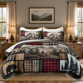 HOSIMA Forest Hunting Plaid Patchwork Quilt Queen Size with 2 Pillowcases. by HOSIMA