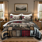 HOSIMA Forest Hunting Plaid Patchwork Quilt Queen Size with 2 Pillowcases. by HOSIMA