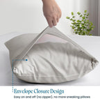 100% Pima Cotton Pillowcases – 800 Series, Ultra Soft & Cooling, Body Size 20"x54"(1PC), Set of 1 – Silver Grey, Hotel Luxury Quality, Envelope Closure, Skin & Hair Friendly - Image 3