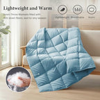 Joysoul Down Throw Blankets, Lightweight Feather Down Throw for Indoor and Outdoor Duvet Insert, Camping, Travel, Couch, Soft Throw Medium Warm, Blue (50" x 70") - Image 2