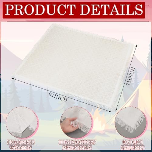 Lumina 14 Pcs Picnic Blanket Set, 91"x71" Woven Cotton Plaid Runner Covers - Image 5