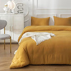 Luxlovery Mustard Yellow Comforter Set King Bedding Comforter Sets Men Women Solid Color Ginger Yellow Blanket Quilts Beathable Soft Cozy Puffy Lightweight Hotel Quailty Bedding Set - Image 4
