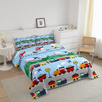 Kids Cartoon Train Comforter Set Vehicles Bedding Set for Boys Children - Image 2