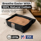 Soft Canvas Storage Bags with Zipper. Thick Breathable, 2pc King/Queen Comforter Organizer. Four Carrying Handles and Window. Large 25x19x9in Bag for Sheets Blankets Bedding Pillows, Clothes (Black) - Image 2