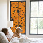 Window Privacy Film Frosted, Orange Pumpkins Halloween Static Cling Door Window Covering, Horror Haunted Houses UV Blocking Windows Film for Office, Hotel, Bedroom, 29.5 x 78.7 Inches - Image 2