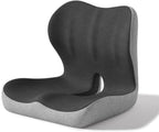 Ergonomic Memory Foam Seat Cushion for Tailbone Pain Relief, Suitable for Office Home Chair, Car and Wheelchair (Black & Gray(Oversized)) by Unknown