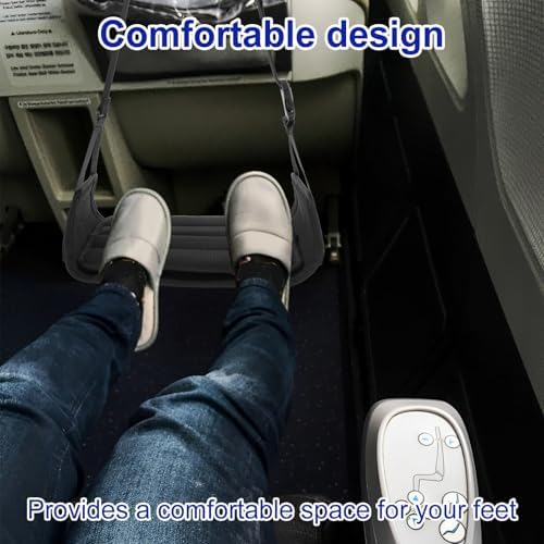 Airplane Foot Hammock Portable Footrest with Adjustable Strap Removable Pad Travel Leg Comfortable Support Plates for Airplane, Office, Under Desk, Car - Image 3
