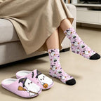Jeiento Women's Fuzzy Slippers and Sock Set Warm Cozy Memory Foam House Shoes Soft Slip-on Slides Spa Slippers for Hotel - Image 2