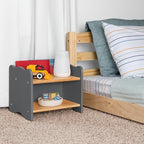 Ocodile Kids Nightstand for Floor Beds, Solid Wood Small Bedside Table with Book Pocket, Low Tiny Nightstand for Nursery, Toddler & Kids Room, Montessori Style Side Table - Gray by Ocodile