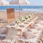 14 Pack Extra Large White Picnic Blanket Kit 91x71'' Outdoor Boho Rug Decor - Image 2
