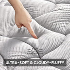 SLEEP ZONE Cooling Twin Mattress Topper for Single Bed, Premium Zoned Quilted Mattress Pad, Fitted Mattress Protector Cover, Machine Wash Durable, Deep Pocket 8-21 inch, Silver Grey, Twin - Image 3
