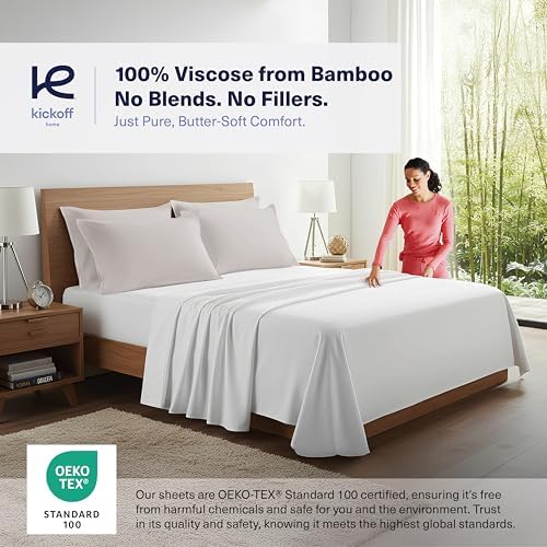Kickoff Viscose Bamboo Pillowcase, King, Set of 2, 100% Organic Hidden Zippered Viscose Bamboo Pillow Case King Size, Cooling Pillow Cover for Hot Sleepers (20"x40", Dove Grey) - Image 2