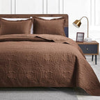 Love's cabin Oversized King Size Quilt Bedding Set Brown Bedspreads - Oversized King Lightweight Bedspread Comforter - Coin Pattern Coverlet for All Season - 3 Pieces (1 Quilt, 2 Pillow Shams) by Lovescabin
