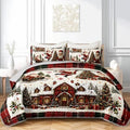HOSIMA Vintage Christmas Santa Cabin Plaid Quilt Queen with 2 Pillowcases. by HOSIMA