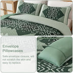 Dintszyayue Green Boho Quilt Set Queen, Aztec Pattern Lightweight Bedspread - Image 7