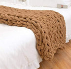 Chunky Knit Throw Blanket Chenille Yarn Soft Cozy Bulky Knitted Blanket for Sofa Bed Chair Large Hand Made Boho Home Decor Emerld Green 32x32 - Image 4