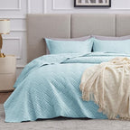 Love's cabin Oversized King Quilt Set, Soft Bedspread Comforter, Light Blue by Lovescabin