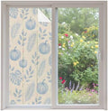 Window Privacy Film Frosted, Blue Pumpkins Fall Non-Adhesive Static Cling Window Tint, Thanksgiving Tropical Palm Rustic Insulated Windows Frosted Films for Living Room, 35.4 x 78.7 Inches by Unknown