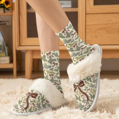 Fuzzy Slippers for Women Washable Cotton Slippers with Crew Socks - Image 2
