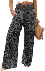 Angerella Womens Elastic High Waisted Palazzo Pants Casual Wide Leg Long Lounge Pant Trousers with Pocket by Angerella