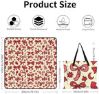 Pink Red Rosette Pattern Foldable Zipper Picnic Blankets 78.7"x78.7" - Image 3