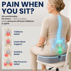 5 STARS UNITED Seat Cushion - Memory Foam Chair Cushion for Tailbone Pain Relief - Ergonomic Support for Coccyx, Sciatica & Butt - Office, Desk & Gaming Chair, Car Seat, Wheelchair, Airplane, L Gray - Image 2