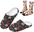 Jeiento Winter Fuzzy Slipper and Crew Socks for Women,Adult Slip-on Close Toe House Slipper,Flat Comfort home Slides by Jeiento