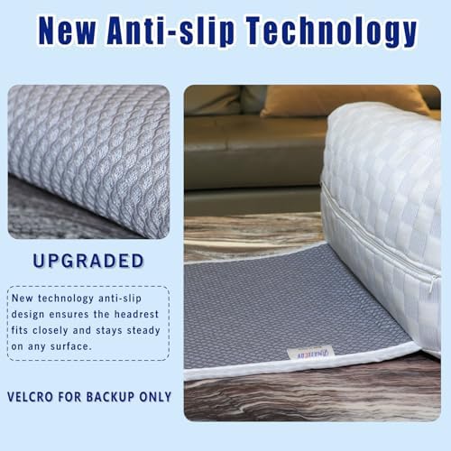 Cooling Neck Pillow for Recliner, Breathable Adjustable Non-Slip Headrest Cushion, Neck Pain Relief Support Pillow for Sofa, Couch, Armchair, Ideal for Hot & Sweaty Sleepers (Cool-Checkerboard ) - Image 4