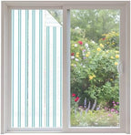 Window Privacy Film Frosted, Teal Blue Stripes Non-Adhesive Static Cling Window Tint, Modern Vertical Striped Minimalist Insulated Windows Frosted Films for Living Room, 35.4 x 78.7 Inches by Unknown