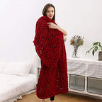 Chunky Knit Throw Blanket Chenille Yarn Soft Cozy Bulky Knitted Blanket for Sofa Bed Chair Large Hand Made Boho Home Decor Burgundy 40x48 - Image 2