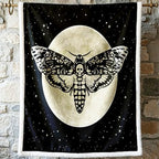 Sleepwish Black Throw Blanket Sherpa Fleece Halloween Blanket Skeleton Moth by Sleepwish