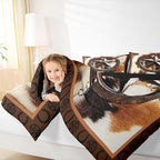 Feelyou Farmhouse Cowhide Comforter Set for Kids Boys Girls Cow Fur Star - Image 7