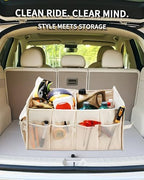 SIBOFUEGO Sturdy Car Trunk Organizer – Large Capacity Trunk Organizer for SUVs & Sedans, Hard-Shell One-Piece Design with Cute Print, Collapsible and Durable Car Organizers （Beige Leopard 70L ） - Image 2