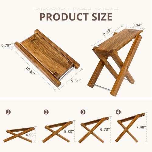Muso Guitar Stool Foot Rest, Adjustable Foot Stool Folded Wooden Pedal,Pedicure Foot Stool Footrest 4 Level Suitable for Guitar (Zebra) - Image 2