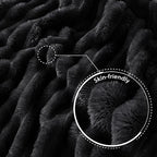 Exclusivo Mezcla Striped California King Fleece Bed Blanket, Black - Image 6