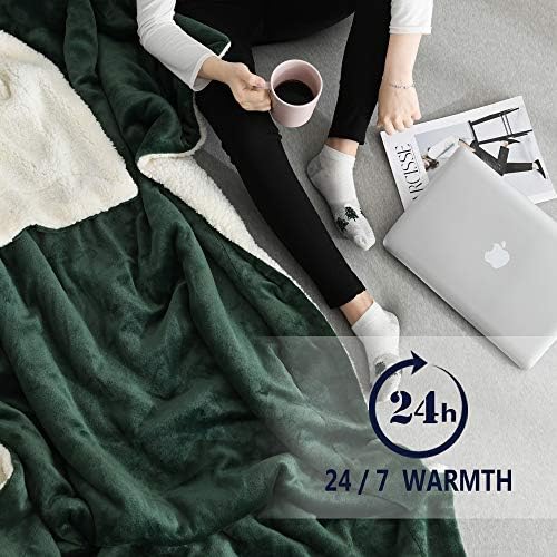 NANPIPER Throw Blanket Reversible Sherpa Flannel Blanket Super Soft Fuzzy Plush Fleece Microfiber for Bed/Couch(60"x80",Olive Green) - Image 2